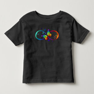 Lebhafte Unendlichkeit mit Regenbogenschmetterling Kleinkind T-shirt