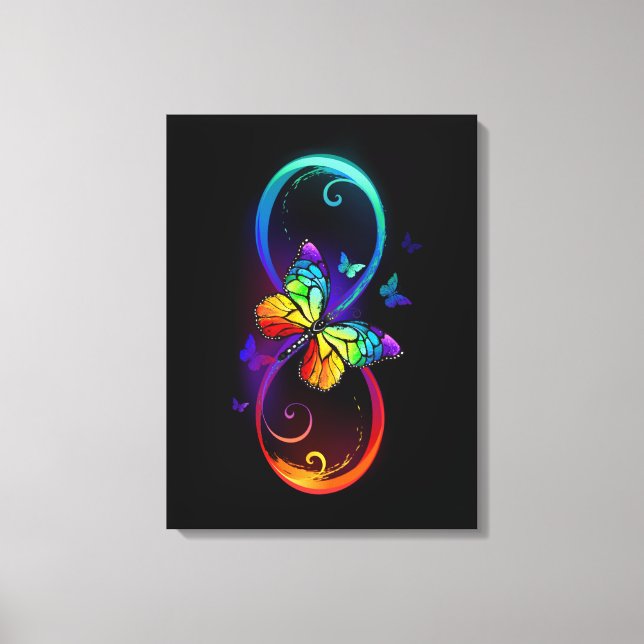 Lebhafte Unendlichkeit mit Regenbogenschmetterling Leinwanddruck (Vorderseite)