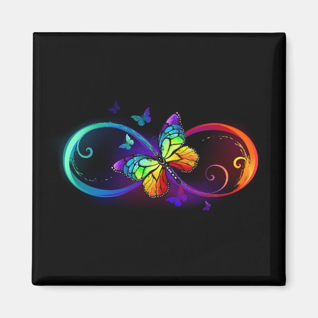 Lebhafte Unendlichkeit mit Regenbogenschmetterling Magnet (Vorne)
