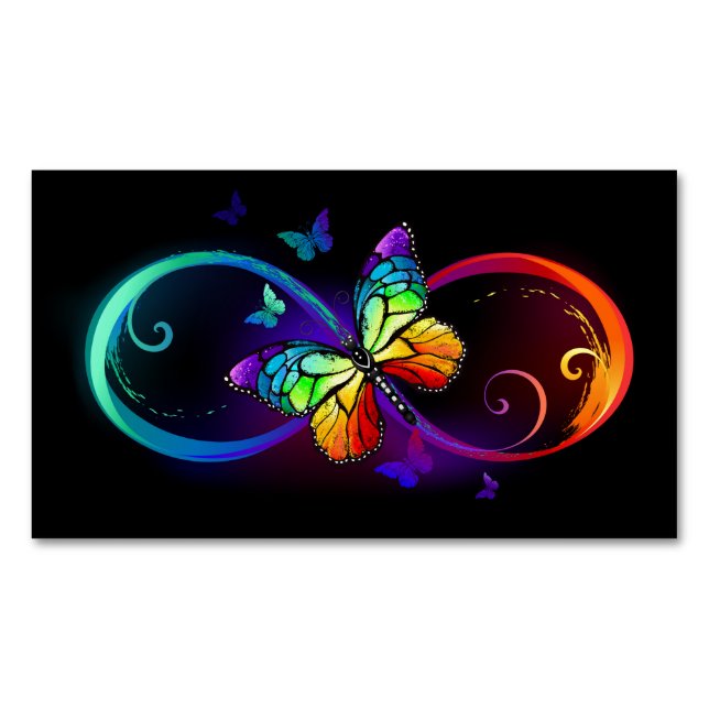 Lebhafte Unendlichkeit mit Regenbogenschmetterling Magnetische Visitenkarte (Vorderseite)