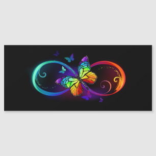 Lebhafte Unendlichkeit mit Regenbogenschmetterling Magnetkarte