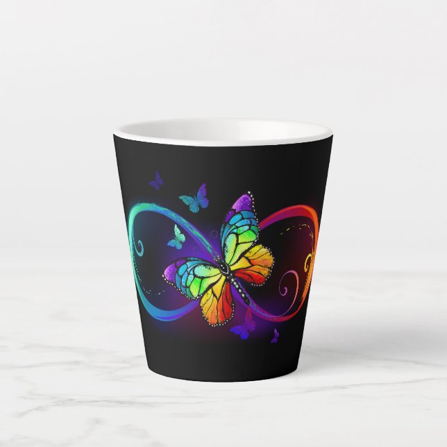 Lebhafte Unendlichkeit mit Regenbogenschmetterling Milchtasse (Vorderseite)
