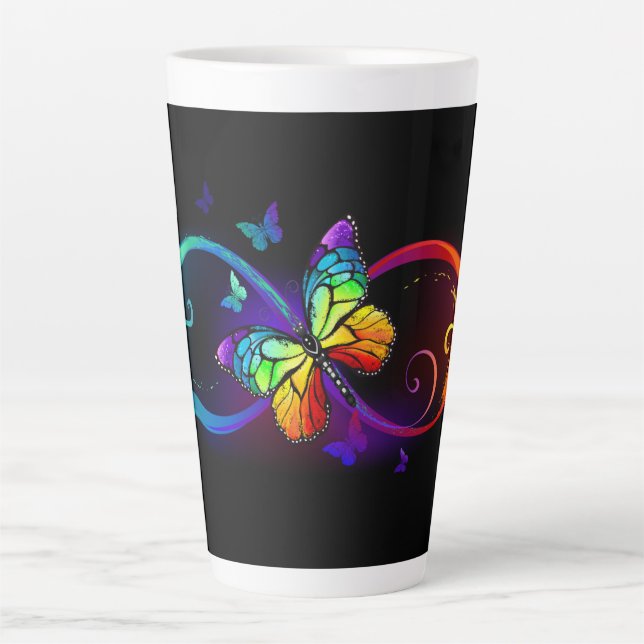 Lebhafte Unendlichkeit mit Regenbogenschmetterling Milchtasse (Vorderseite)