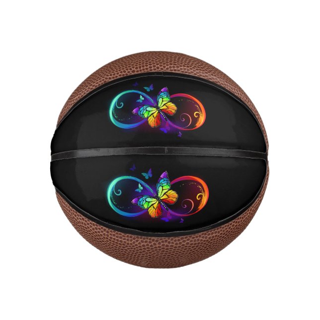 Lebhafte Unendlichkeit mit Regenbogenschmetterling Mini Basketball (Vorderseite)