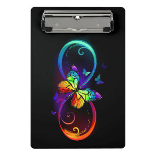 Lebhafte Unendlichkeit mit Regenbogenschmetterling Mini Klemmbrett