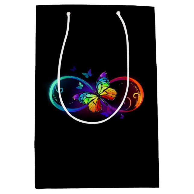 Lebhafte Unendlichkeit mit Regenbogenschmetterling Mittlere Geschenktüte (Vorderseite)