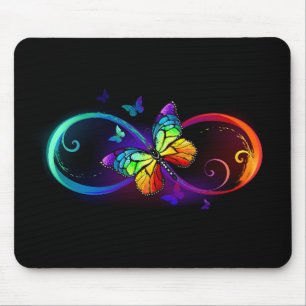 Lebhafte Unendlichkeit mit Regenbogenschmetterling Mousepad