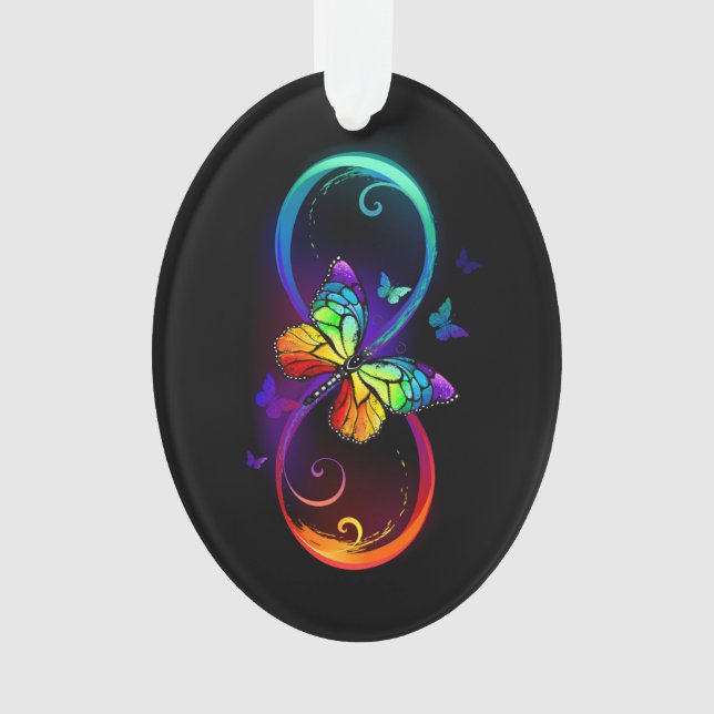 Lebhafte Unendlichkeit mit Regenbogenschmetterling Ornament (Vorderseite)