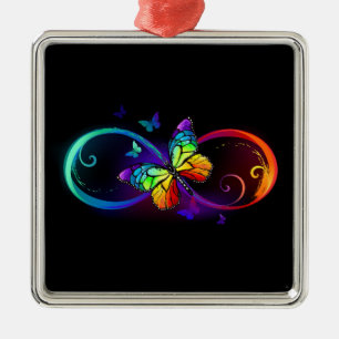 Lebhafte Unendlichkeit mit Regenbogenschmetterling Ornament Aus Metall