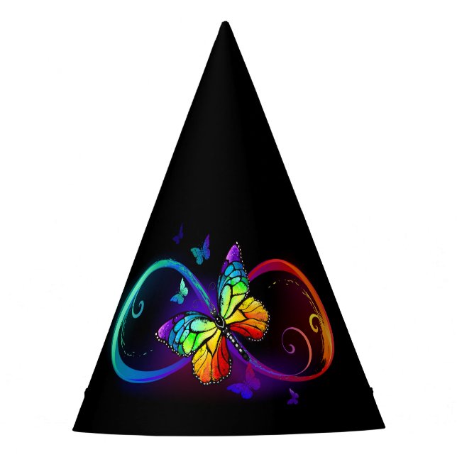 Lebhafte Unendlichkeit mit Regenbogenschmetterling Partyhütchen (Vorderseite)