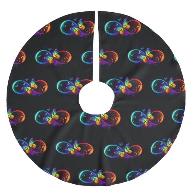 Lebhafte Unendlichkeit mit Regenbogenschmetterling Polyester Weihnachtsbaumdecke (Vorderseite)