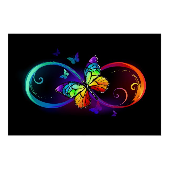 Lebhafte Unendlichkeit mit Regenbogenschmetterling Poster (Vorderseite)