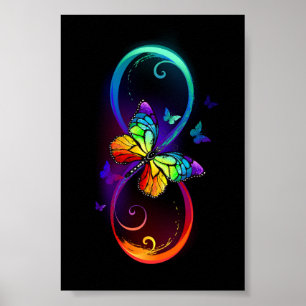 Lebhafte Unendlichkeit mit Regenbogenschmetterling Poster