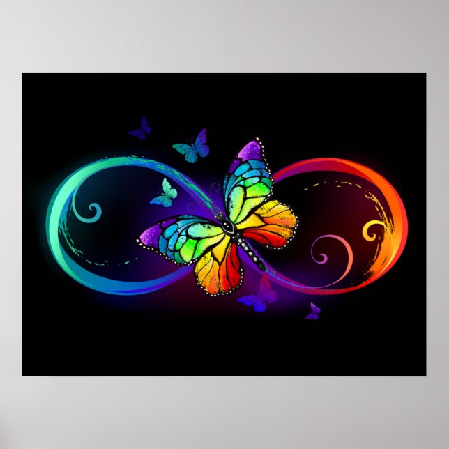 Lebhafte Unendlichkeit mit Regenbogenschmetterling Poster (Vorne)
