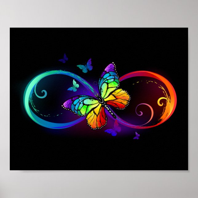 Lebhafte Unendlichkeit mit Regenbogenschmetterling Poster (Vorne)