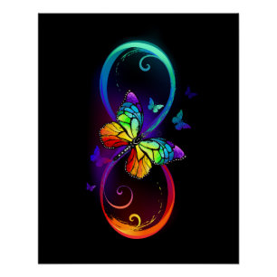 Lebhafte Unendlichkeit mit Regenbogenschmetterling Poster
