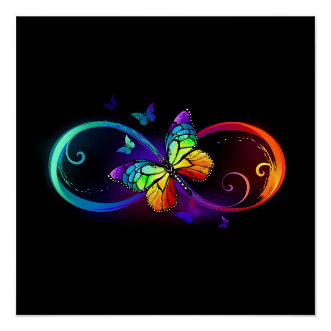 Lebhafte Unendlichkeit mit Regenbogenschmetterling Poster (Vorderseite)