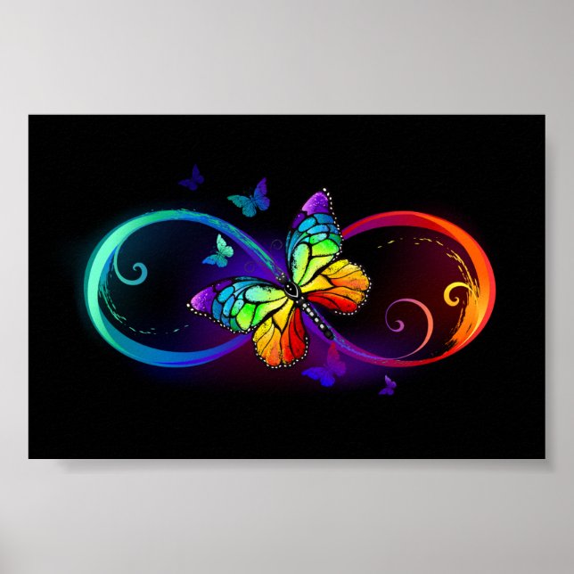 Lebhafte Unendlichkeit mit Regenbogenschmetterling Poster (Vorne)