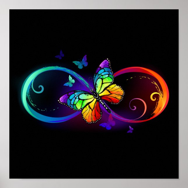 Lebhafte Unendlichkeit mit Regenbogenschmetterling Poster (Vorne)