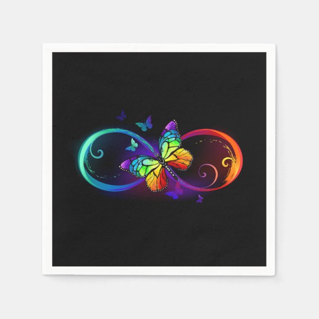 Lebhafte Unendlichkeit mit Regenbogenschmetterling Serviette (Vorderseite)