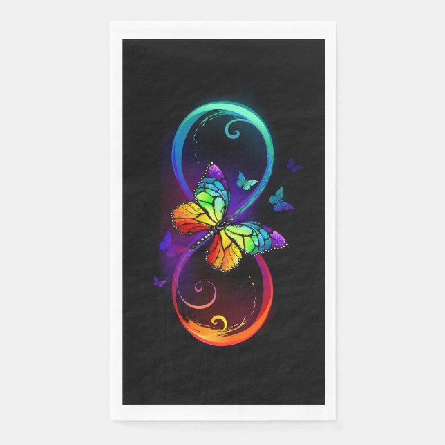 Lebhafte Unendlichkeit mit Regenbogenschmetterling Serviette (Vorderseite)
