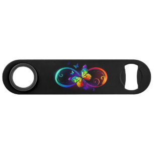 Lebhafte Unendlichkeit mit Regenbogenschmetterling Speed Flaschenöffner