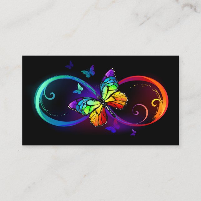 Lebhafte Unendlichkeit mit Regenbogenschmetterling Telefonnummerkarte (Vorderseite)