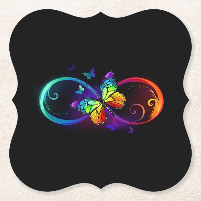 Lebhafte Unendlichkeit mit Regenbogenschmetterling Untersetzer (Vorderseite)