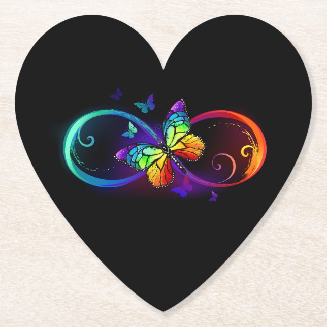 Lebhafte Unendlichkeit mit Regenbogenschmetterling Untersetzer (Vorderseite)