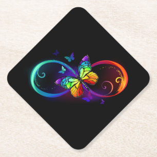 Lebhafte Unendlichkeit mit Regenbogenschmetterling Untersetzer