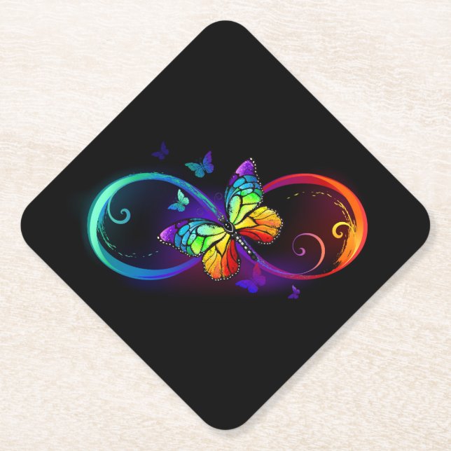 Lebhafte Unendlichkeit mit Regenbogenschmetterling Untersetzer (Vorderseite)