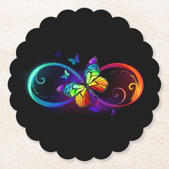 Lebhafte Unendlichkeit mit Regenbogenschmetterling Untersetzer (Vorderseite)