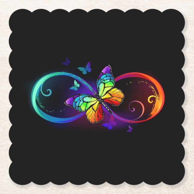 Lebhafte Unendlichkeit mit Regenbogenschmetterling Untersetzer (Vorderseite)