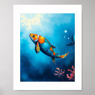 Lebhafte Unterwasserszene in lebhafter Farbe Poster