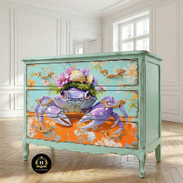 Lebhafte Vintage Blumenkrebserdekoupage Seidenpapier