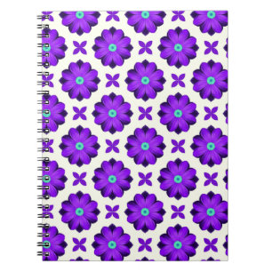 Lebhafte violette Blumen und Leaf-Motive Notizblock