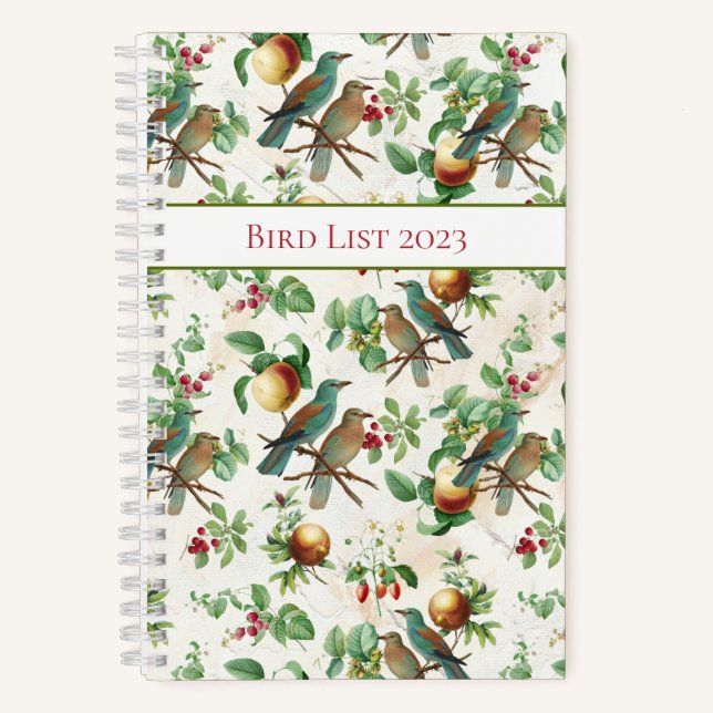 Lebhafte Vögel- und Fruchtfolien Notizbuch (Vorderseite)