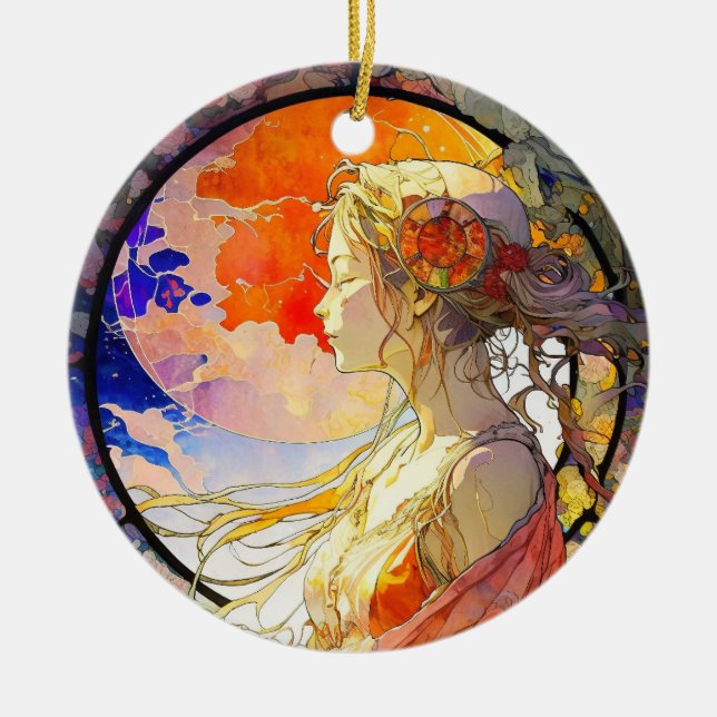 Lebhafte Wasserfarbe des Massivs Keramik Ornament (Vorne)