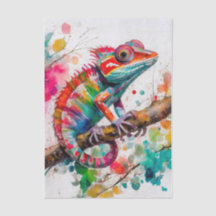 Lebhafte Wasserfarben Chameleon - Regenbogen Jungl