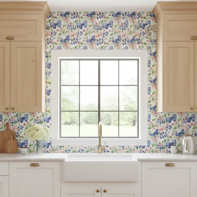 Lebhafte Wasserfarben Pink Blauer Blumenstrauß Fliese (Von Creator hochgeladen)