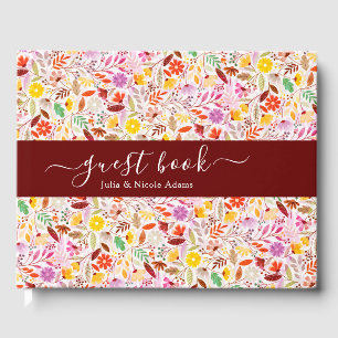 Lebhafte Wasserfarben Sommer-Tulip-Blume Hochzeit Gästebuch