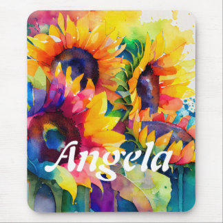 Lebhafte Wasserfarben-Sonnenblume Mousepad