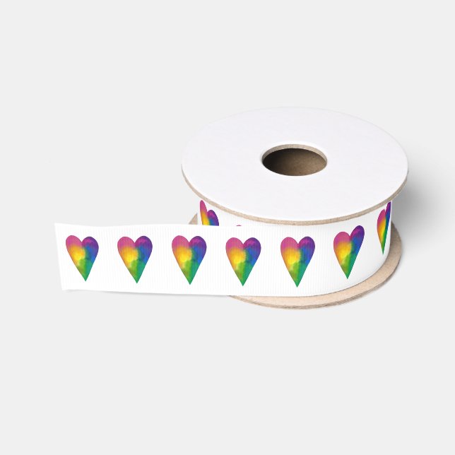 Lebhafte Wasserfarbenherzen Ripsband (Spule)