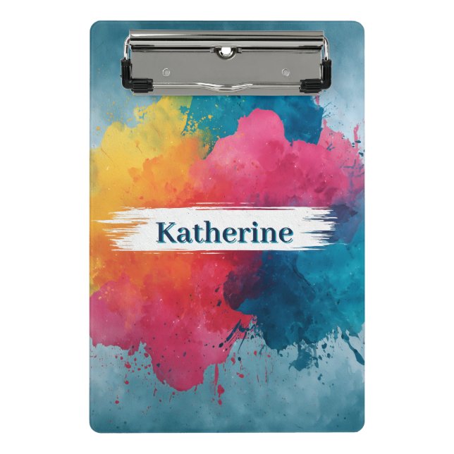 Lebhafte Wasserfarbenlackierung mit Individuelle N Mini Klemmbrett (Vorderseite)