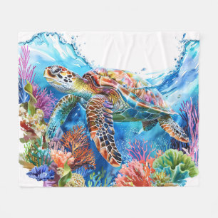 Lebhafte Wasserfarbenschildkröte Fleecedecke