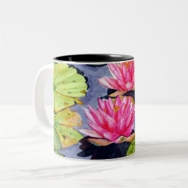 Lebhafte Wasserläufe am ruhigen Teich Zweifarbige Tasse