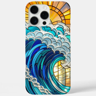 Lebhafte Waves & Sun Rays Gestaltetes Glas - Kunst iPhone 16 Pro Max Hülle