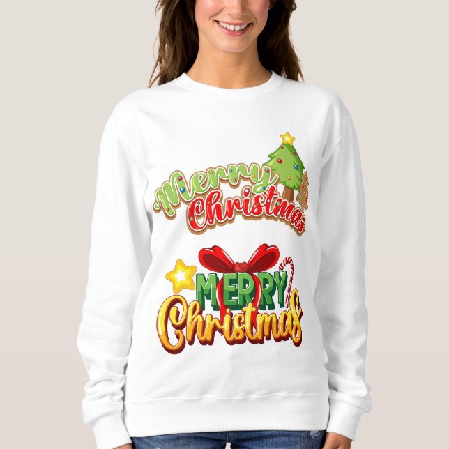 Lebhafte Weihnachtstypografie - farbenfrohe Girl Sweatshirt (Vorderseite)