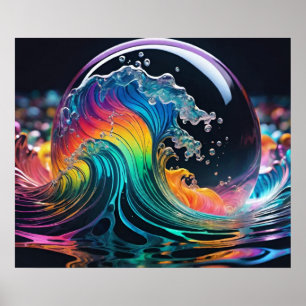 Lebhafte Welle mehrerer Farben Poster
