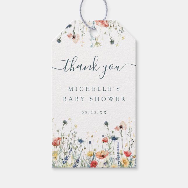 Lebhafte Wildblume Baby Duwer Gefallen Geschenkanhänger (Vorderseite)